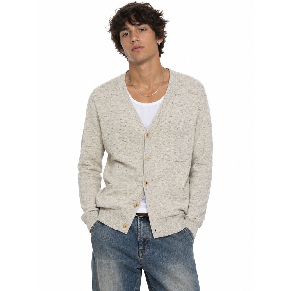 J.Crew Men's Heather Oatmeal Cardigan Sweater 100% Cotton w/Pockets | Small